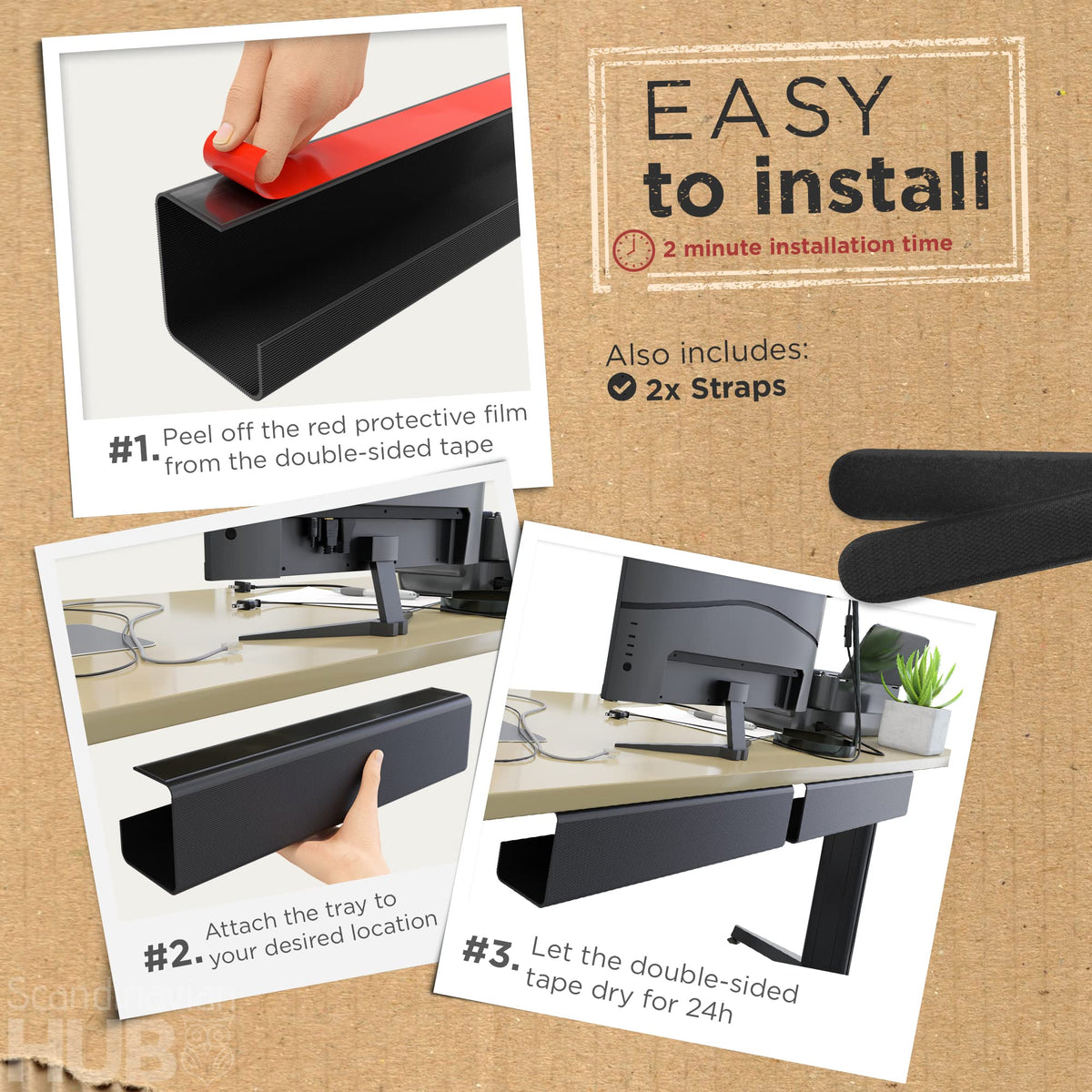 No-Screw Cable Trays, Two-Pack