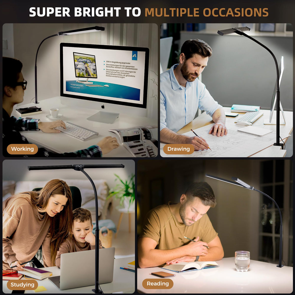 Flexible Dual-Head Monitor Desk Lamp