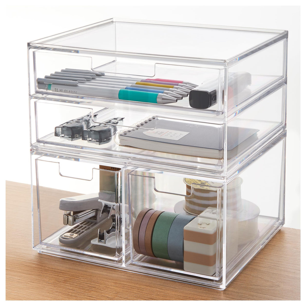Clear Four-Drawer Desktop Organizer