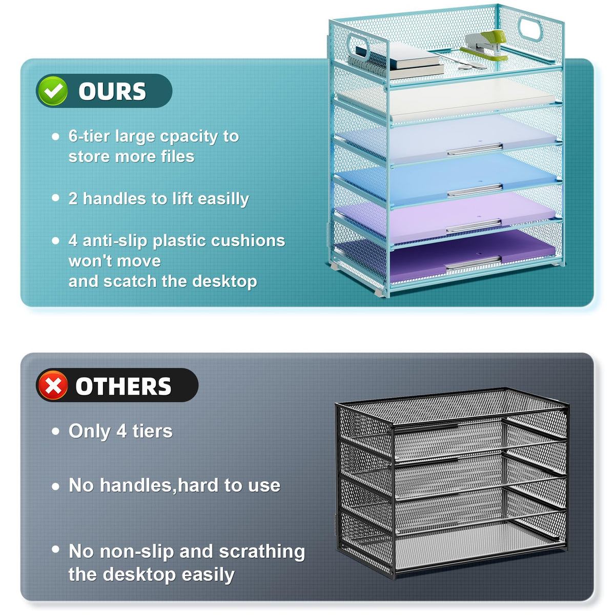 Six-Tier Mesh Letter Tray Organizer