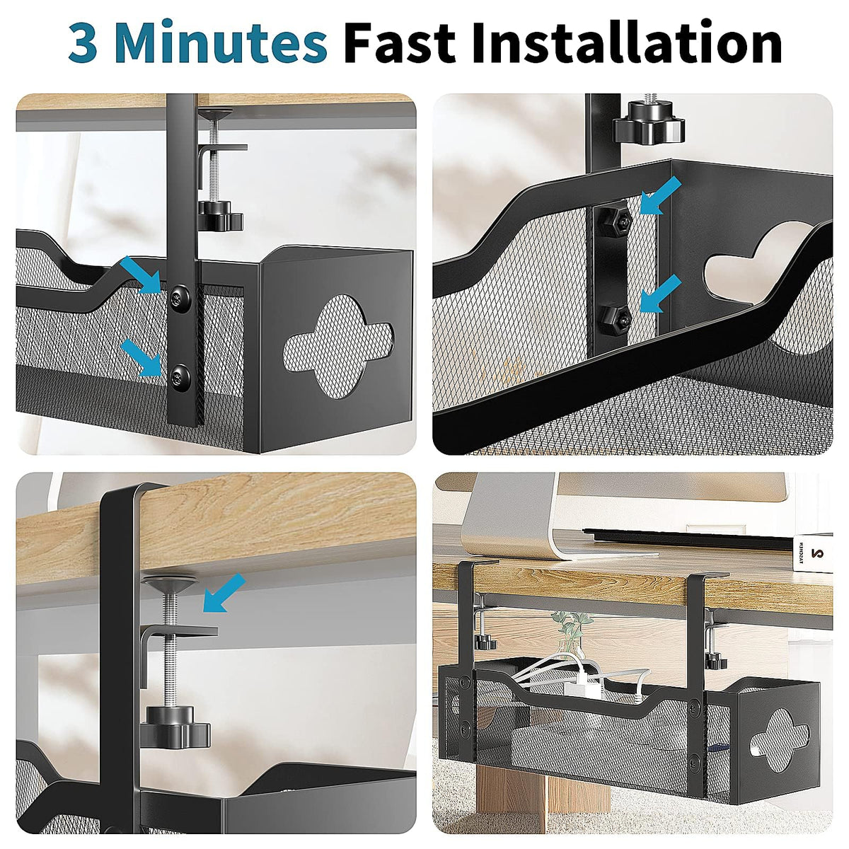 Under-Desk Wire Organizer Rack
