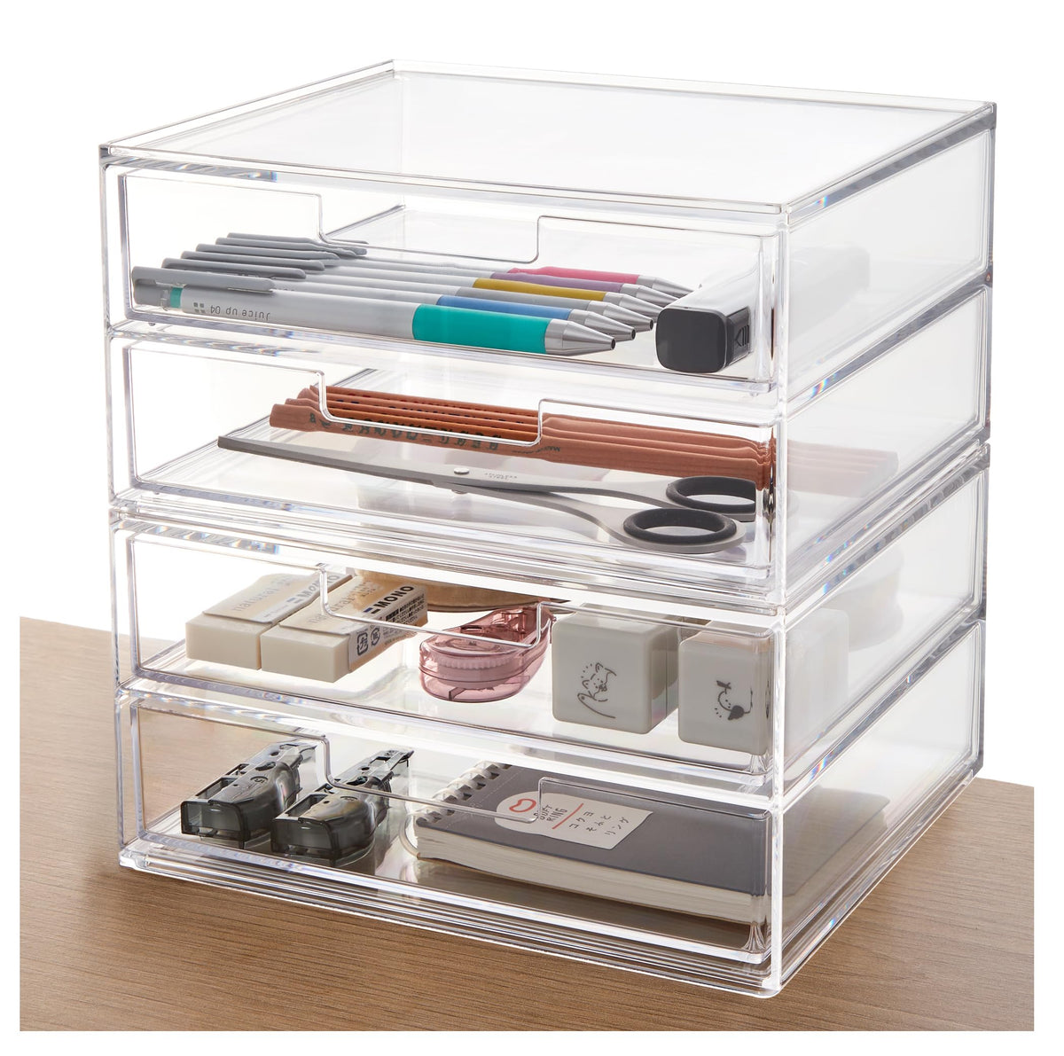 Clear Four-Drawer Desktop Organizer