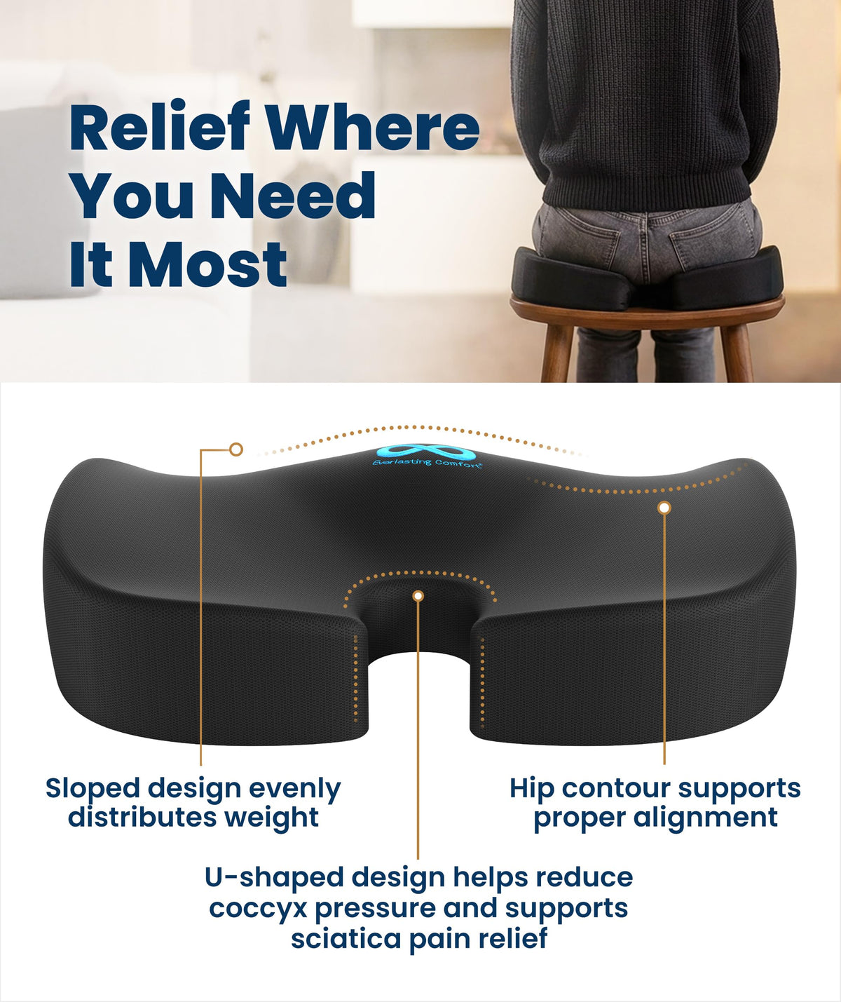 Memory Foam Seat Cushion with Airflow Options