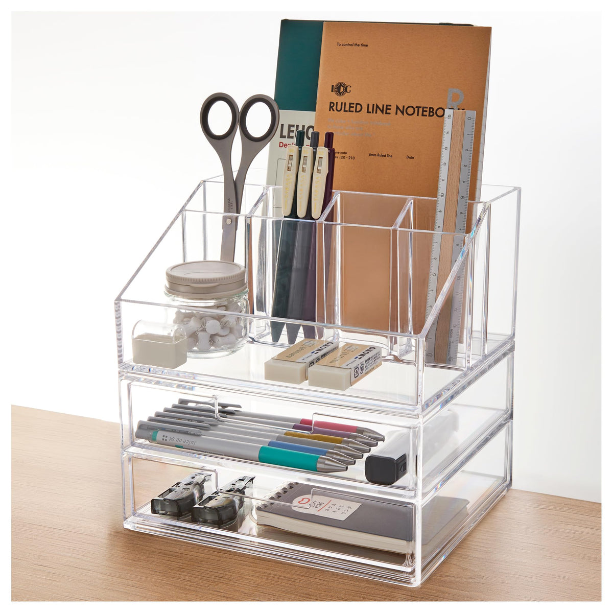 Clear Four-Drawer Desktop Organizer