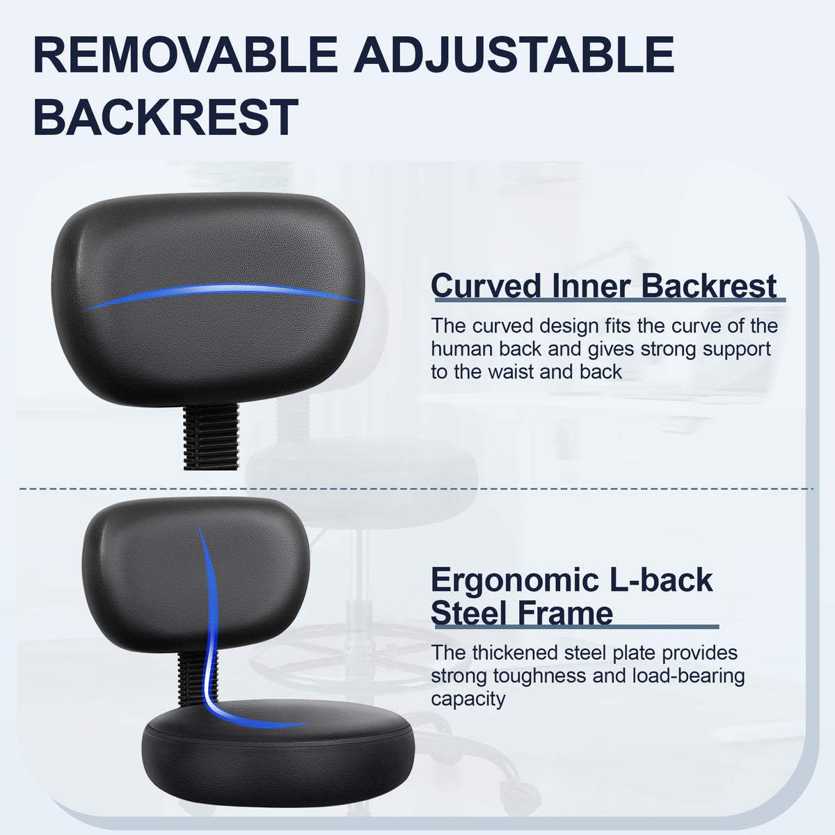 Drafting Stool with Backrest and Foot Ring