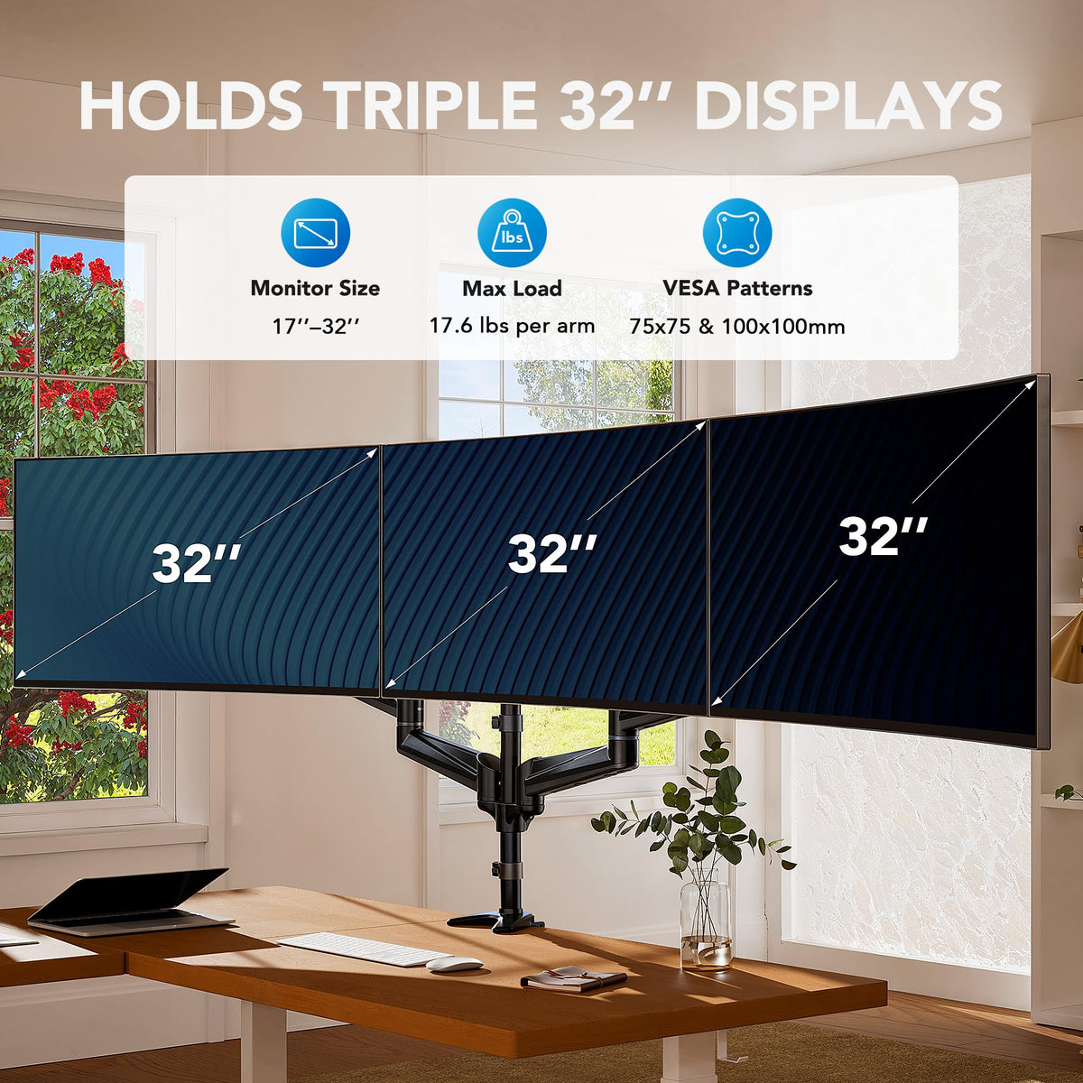 Triple Monitor Desk Mount