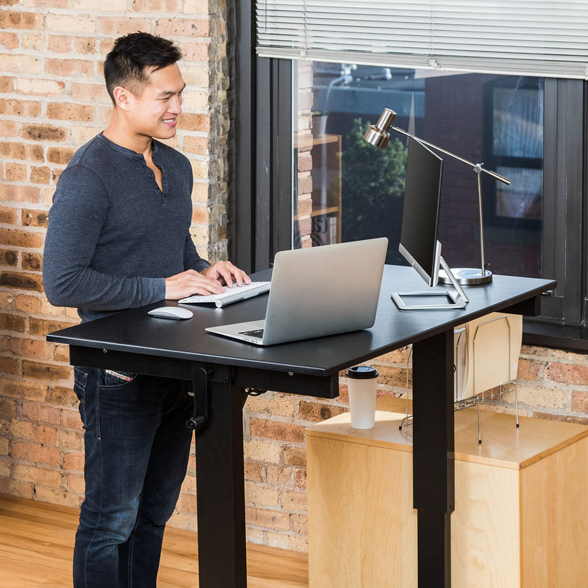 Rolling Hand-Crank Standing Desk