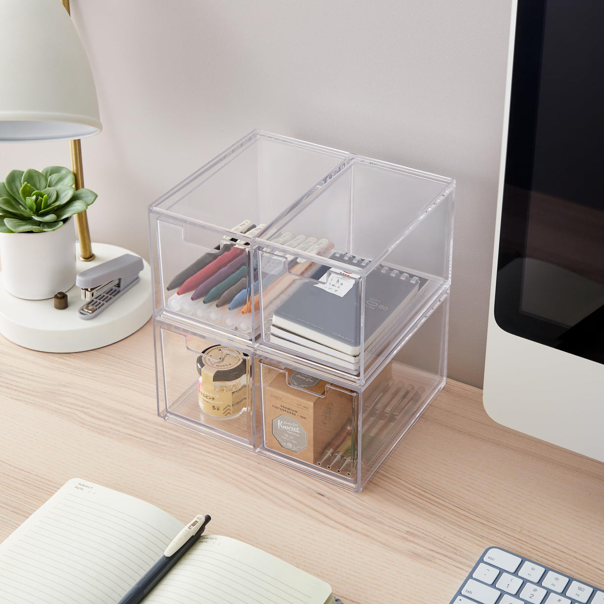 Clear Four-Drawer Desktop Organizer