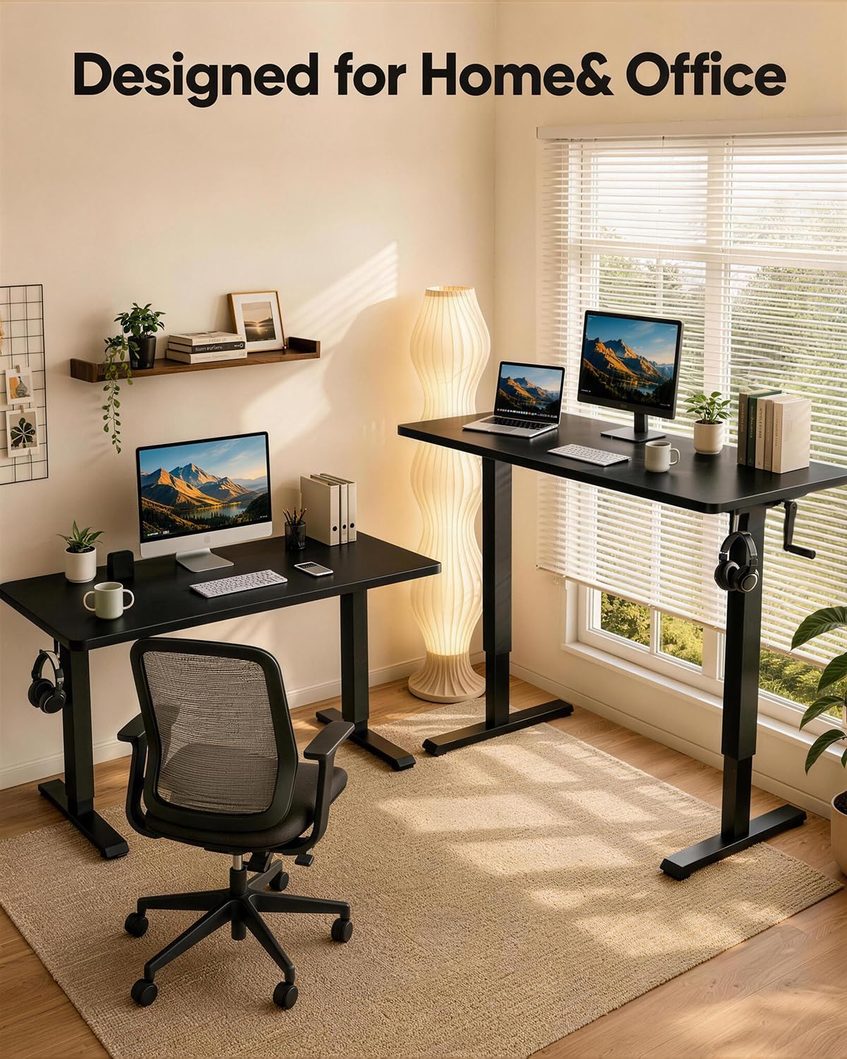 Hand-Crank Standing Desk with Casters