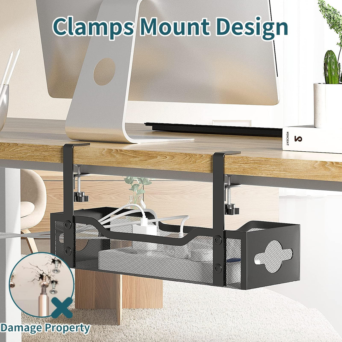 Under-Desk Wire Organizer Rack