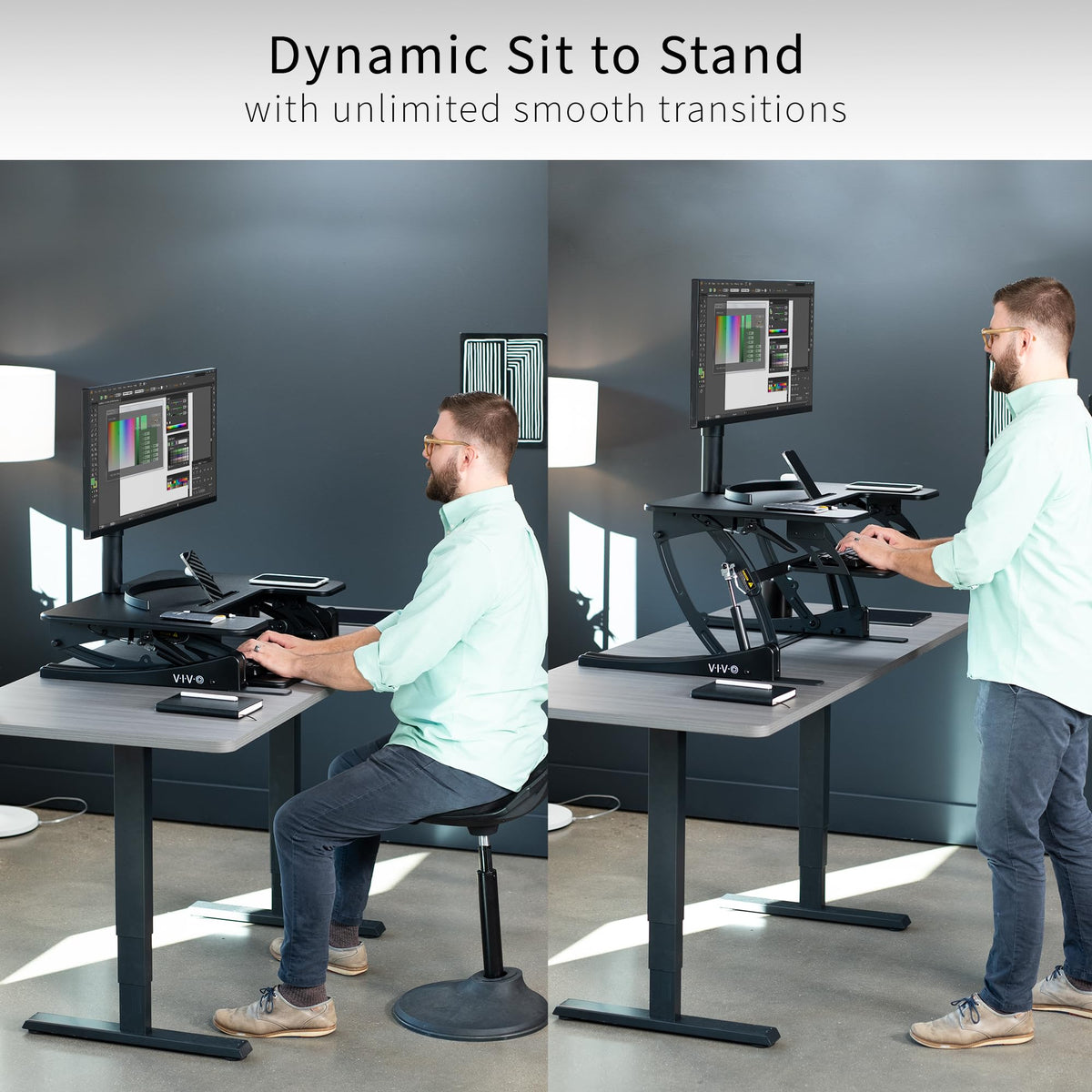 Wide Adjustable Standing Desk Converter