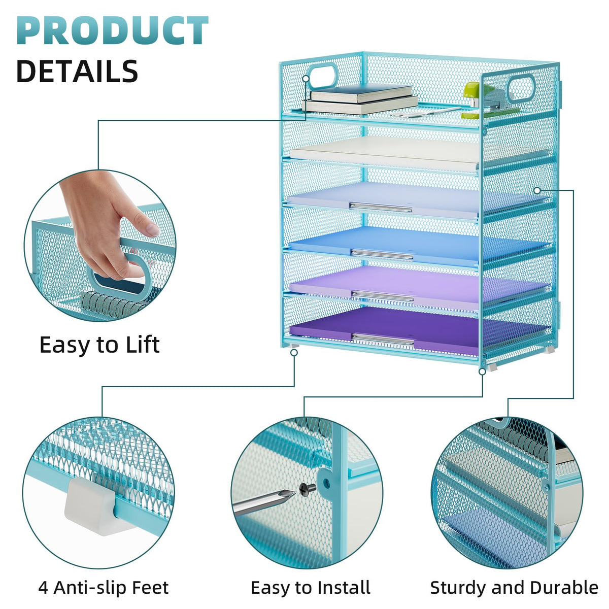 Six-Tier Mesh Letter Tray Organizer