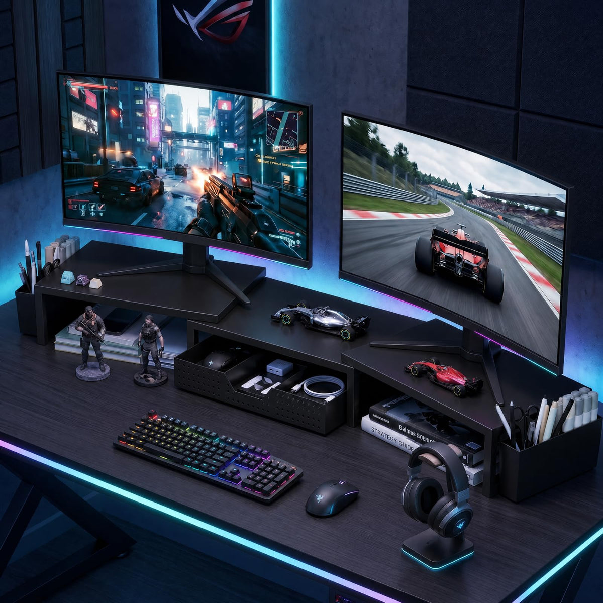 Dual Monitor Stand with Storage