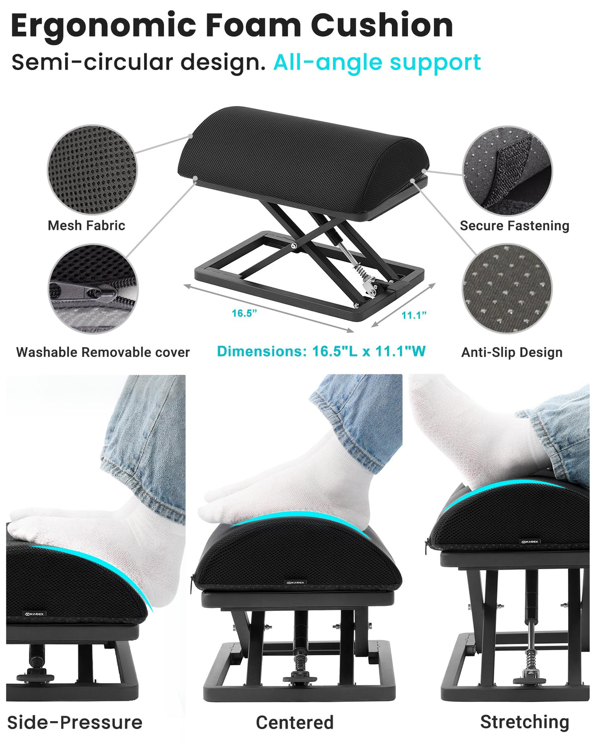 Pedal-Adjustable Under-Desk Footrest
