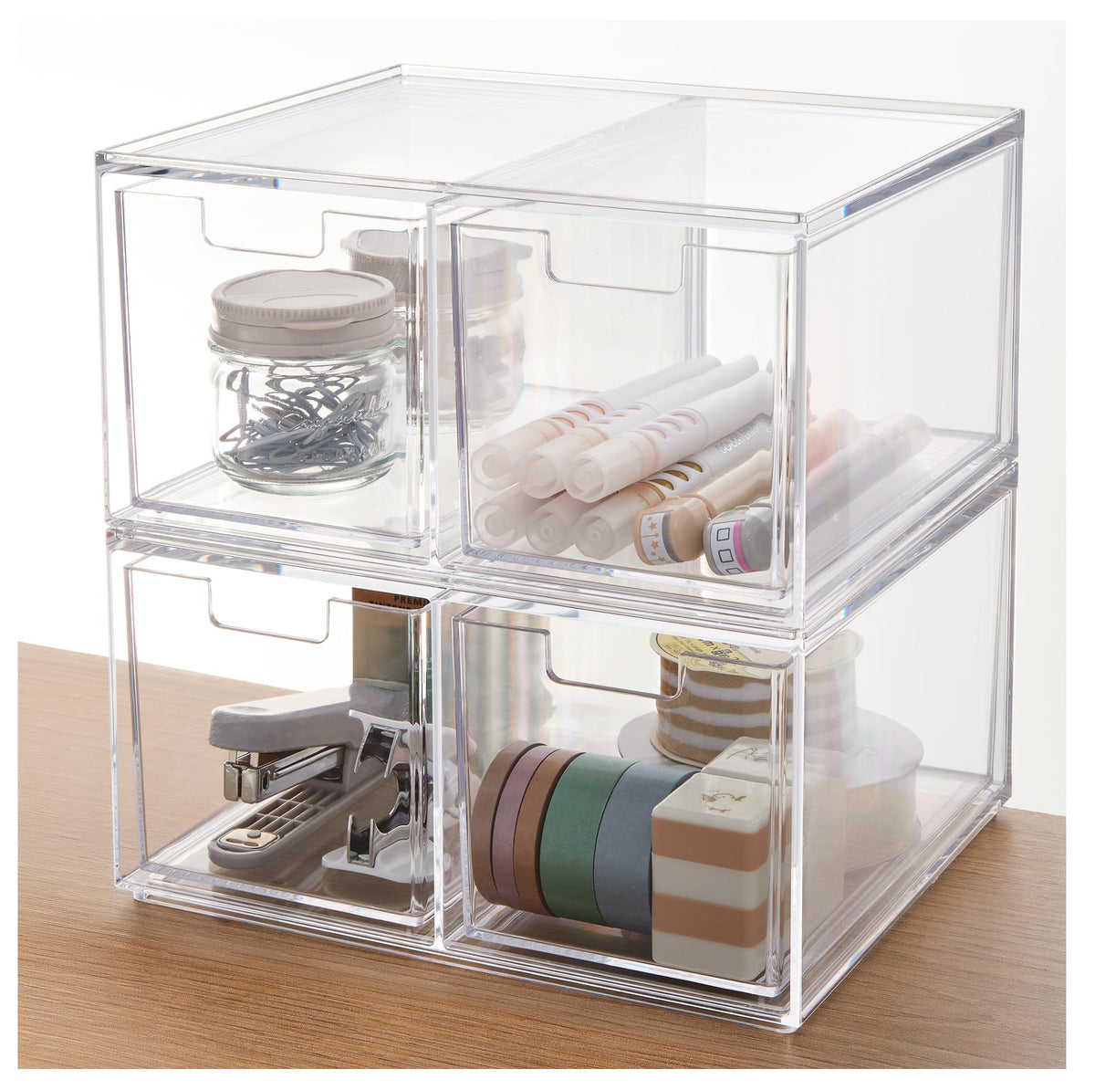 Clear Four-Drawer Desktop Organizer