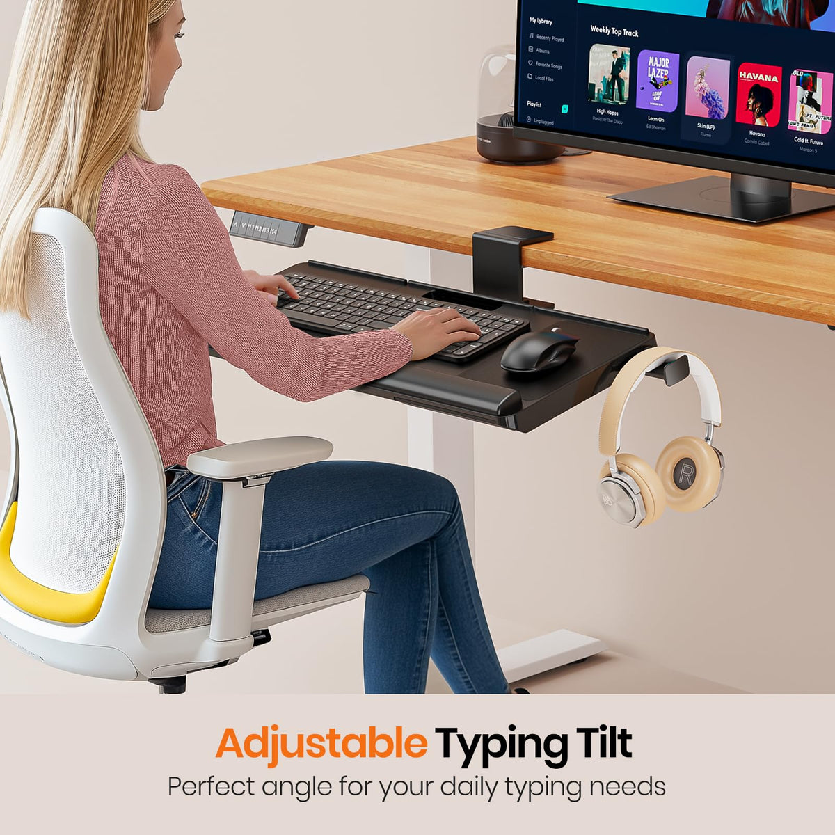 Rotating Under-Desk Keyboard Tray