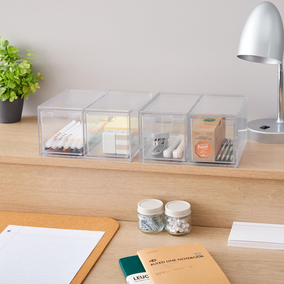 Clear Four-Drawer Desktop Organizer
